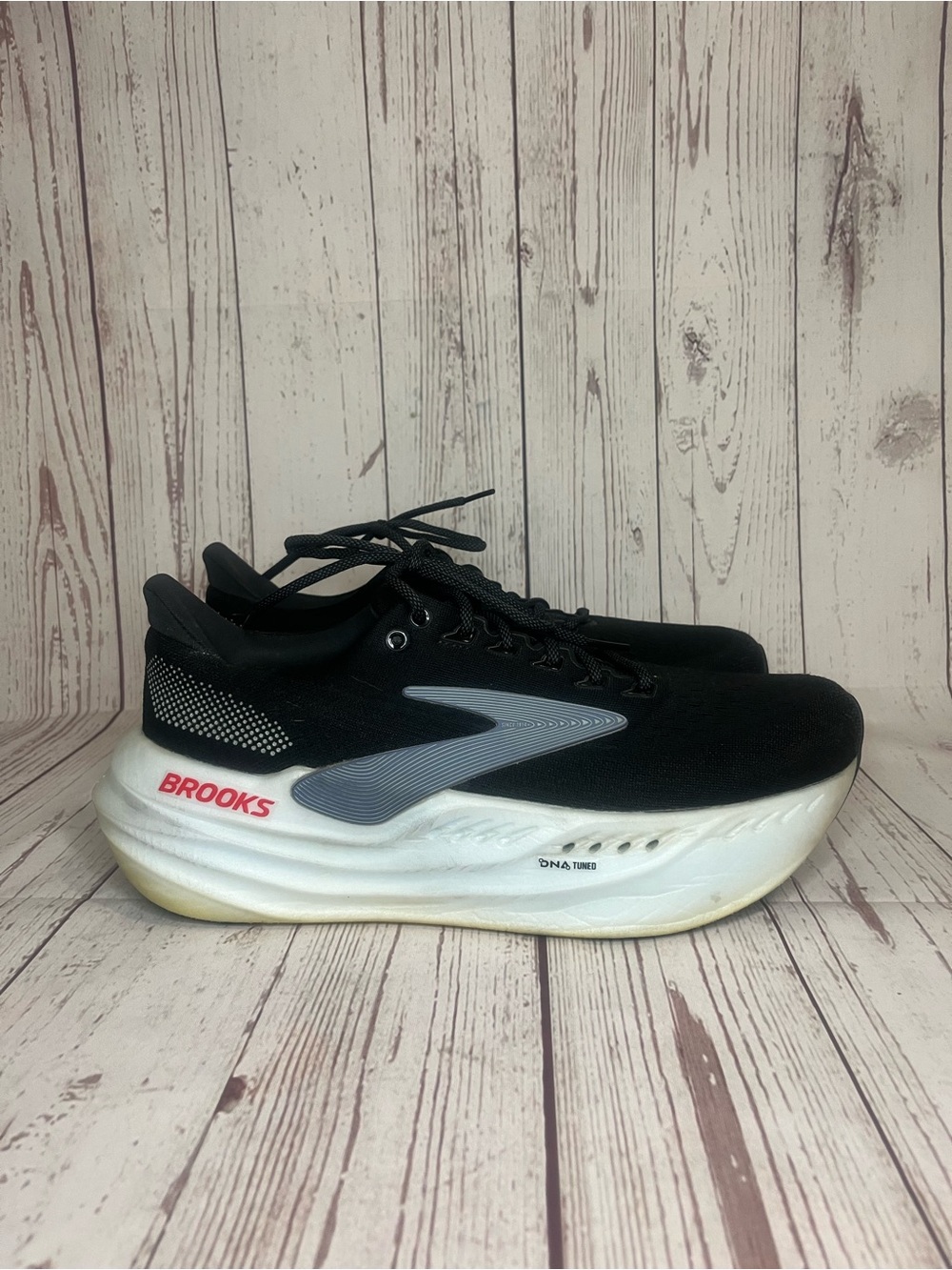 Brooks Glycerin Max Mens 11 Running Shoes Black White DNA Tuned Cushioning